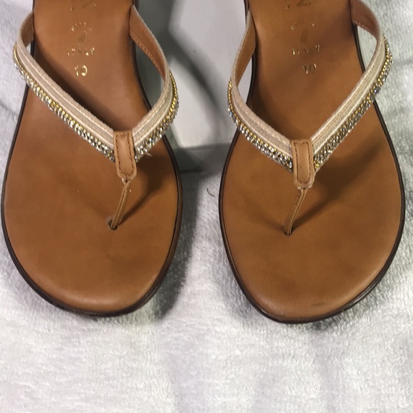 Italian Shoemakers Shoes Italian Shoemakers Gold Thong Sandals For
